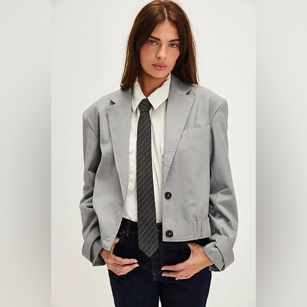 Free People Agnes Solid Jacket Blazer
